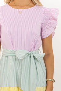 Bright Vibes Pink Striped Midi Dress