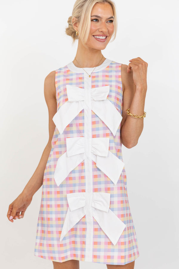 High Class Multicolored Gingham Shift Dress
