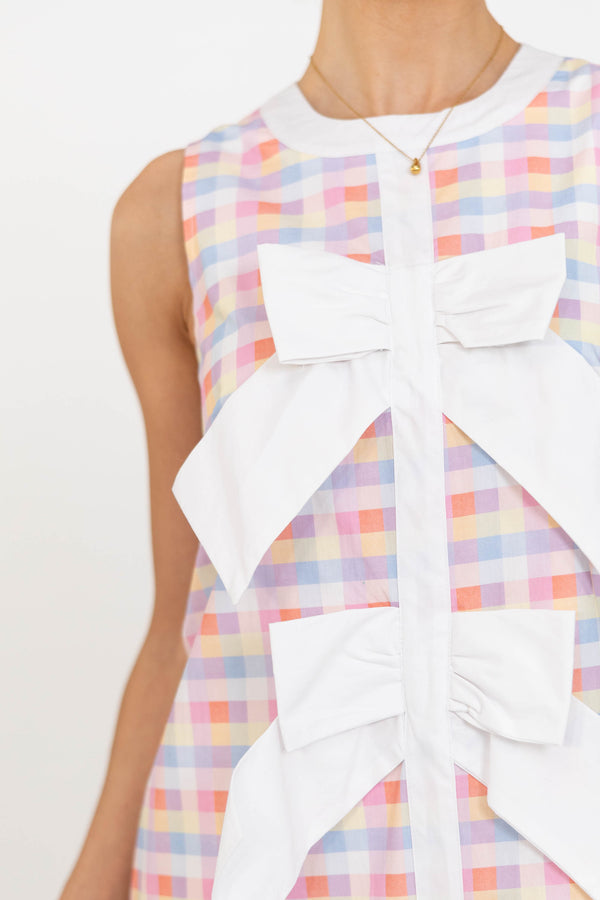 High Class Multicolored Gingham Shift Dress