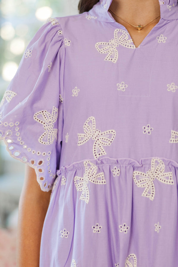 Girls: Feeling Your Best Lavender Eyelet Midi Dress
