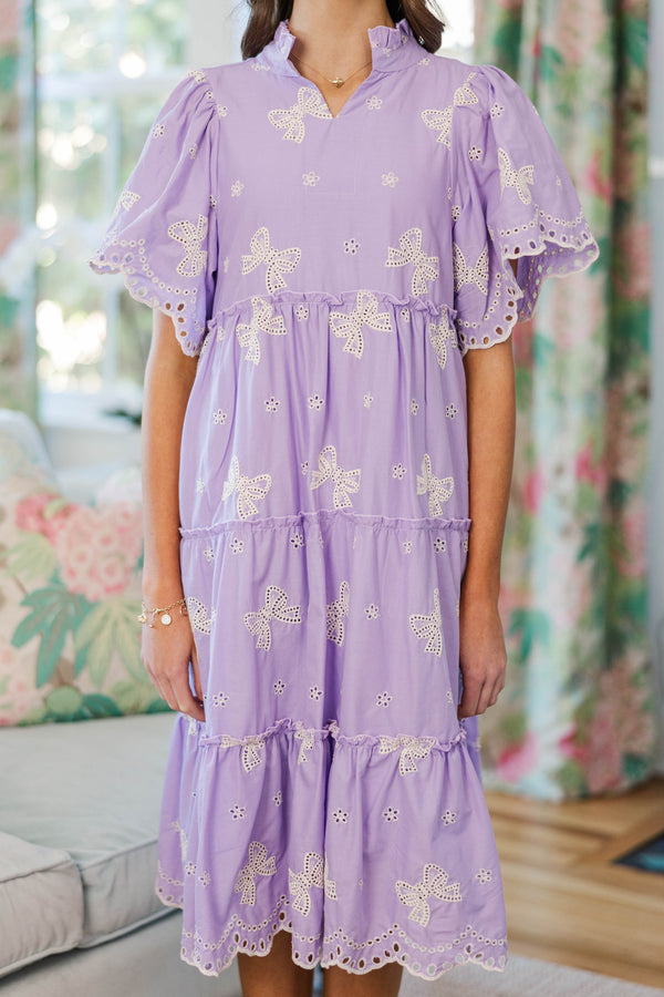 Girls: Feeling Your Best Lavender Eyelet Midi Dress