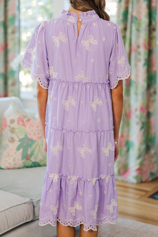 Girls: Feeling Your Best Lavender Eyelet Midi Dress