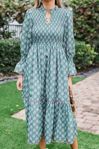 Worn On Repeat Green Medallion Midi Dress
