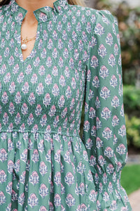 Worn On Repeat Green Medallion Midi Dress