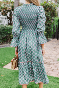 Worn On Repeat Green Medallion Midi Dress