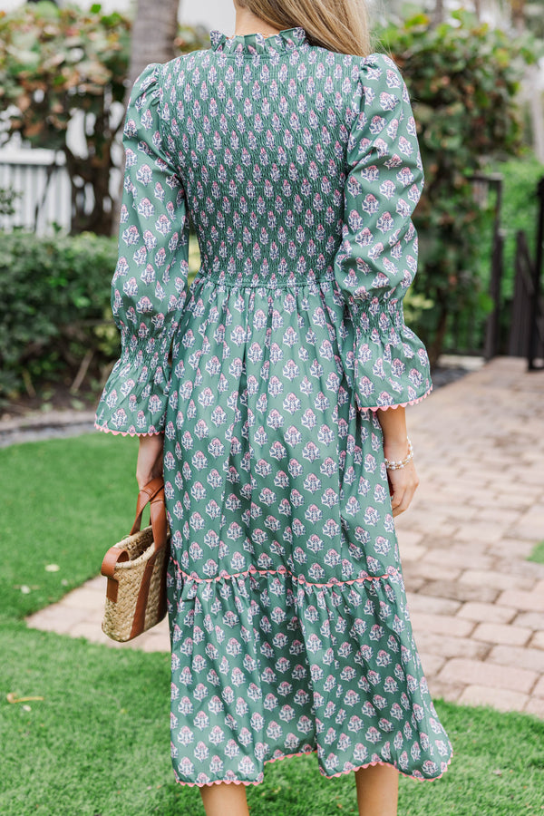Worn On Repeat Green Medallion Midi Dress