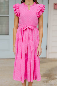 Girls: Smiles All Around Pink Polka Dot Maxi Dress