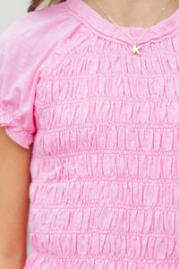 Girls: Made Of Sweet Moments Pink Smocked Tee