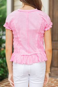 Girls: Made Of Sweet Moments Pink Smocked Tee