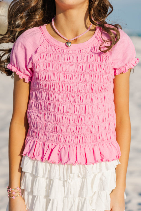 Girls: Made Of Sweet Moments Pink Smocked Tee