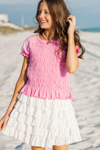 Girls: Made Of Sweet Moments Pink Smocked Tee