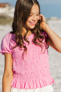 Girls: Made Of Sweet Moments Pink Smocked Tee