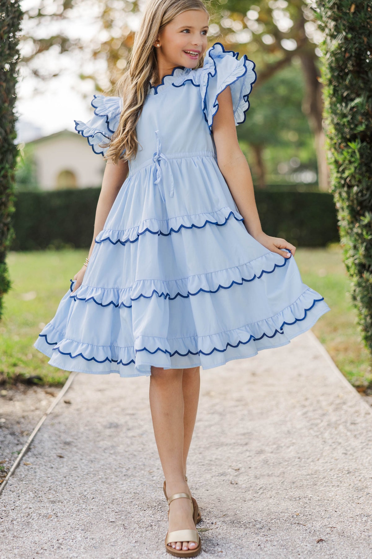 blue scalloped dress BOA DRESS