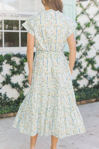 Always Flattering Light Blue Floral Midi Dress