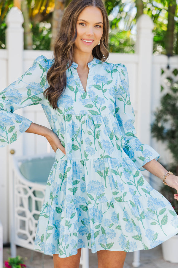 In Your Happy Place Light Blue Floral Dress