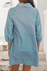 Extra Lovely Green Striped Shift Dress