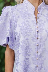 Chic Influence Lavender Brocade Dress