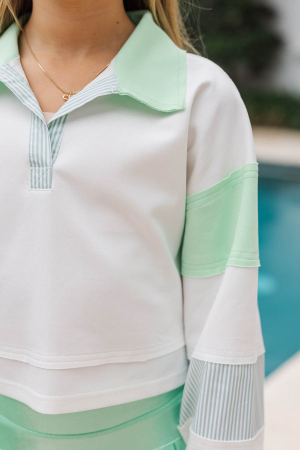 Girls: After School Mint Cropped Pullover