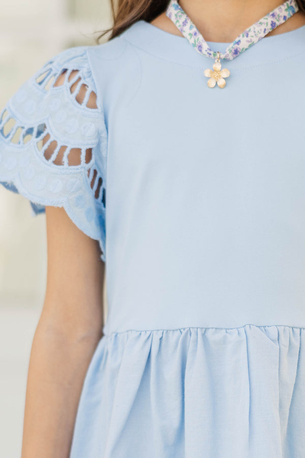 Girls: The Windsor Light Blue Scalloped Babydoll Dress Shop the Mint Girls: The Windsor Light Blue Scalloped Babydoll Dress Shop the Mint