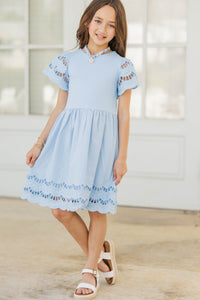 Girls: The Windsor Light Blue Scalloped Babydoll Dress