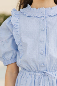 Girls: Just Be You Light Blue Textured Romper