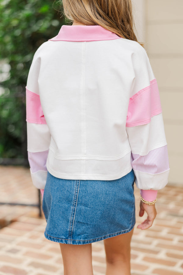 Girls: After School Pink Cropped Pullover