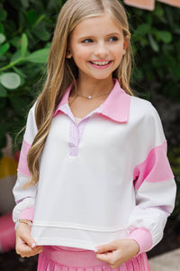 Girls: After School Pink Cropped Pullover