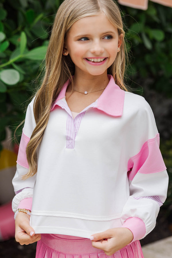 Girls: After School Pink Cropped Pullover