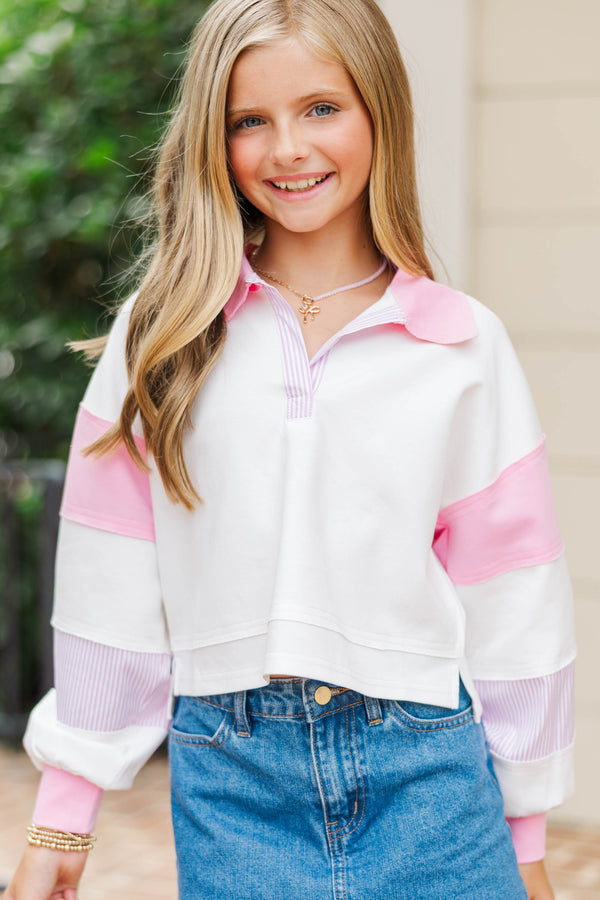Girls: After School Pink Cropped Pullover