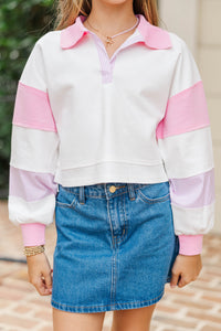 Girls: After School Pink Cropped Pullover