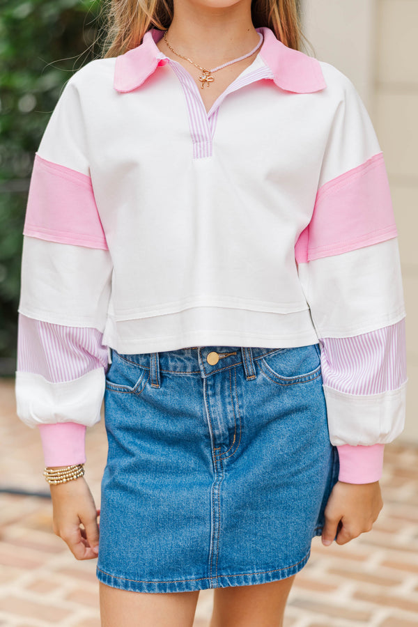 Girls: After School Pink Cropped Pullover