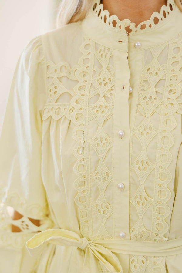 NURSING COLLECTION: Sweet Gatherings Yellow Crochet Dress