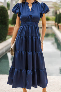 Coming Back For You Navy Midi Dress