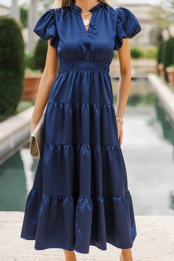Coming Back For You Navy Midi Dress