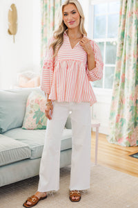 NURSING COLLECTION: Cheerful Charm Pink Striped Blouse