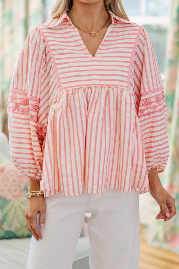 NURSING COLLECTION: Cheerful Charm Pink Striped Blouse