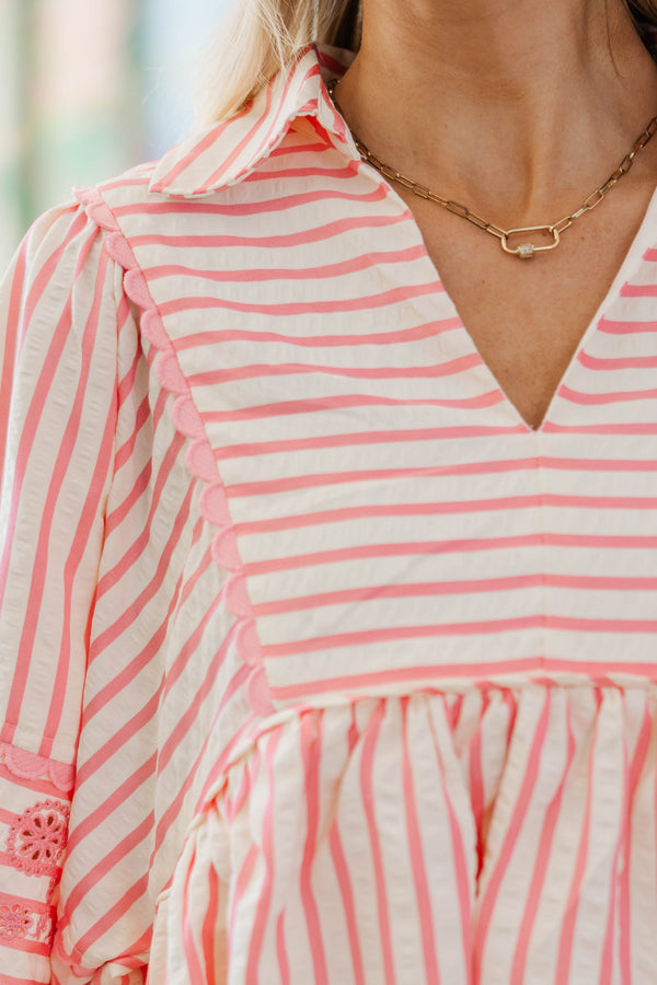 NURSING COLLECTION: Cheerful Charm Pink Striped Blouse