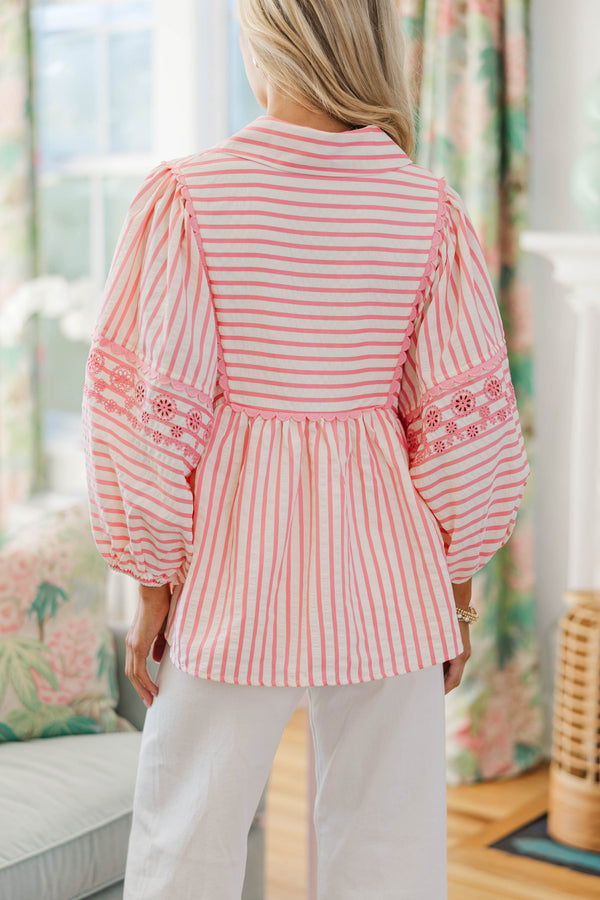 NURSING COLLECTION: Cheerful Charm Pink Striped Blouse