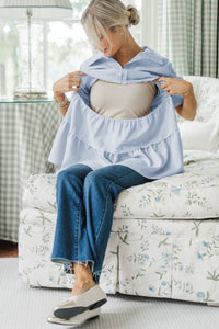 NURSING COLLECTION: All You Need To Hear Light Blue Striped Babydoll Top