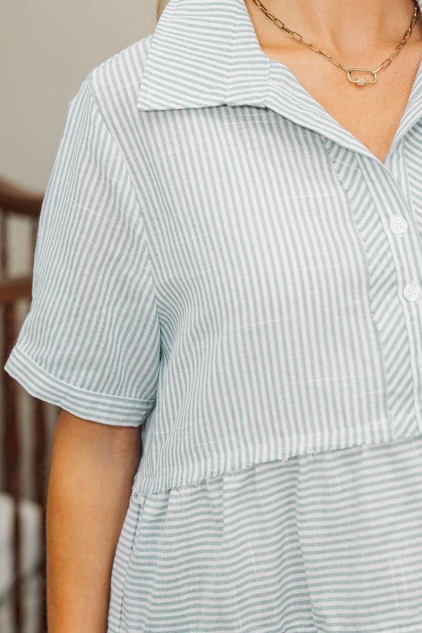 NURSING COLLECTION: All You Need To Hear Sage Striped Babydoll Top