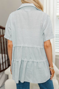 NURSING COLLECTION: All You Need To Hear Sage Striped Babydoll Top