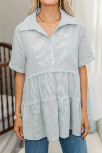 NURSING COLLECTION: All You Need To Hear Sage Striped Babydoll Top