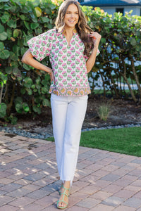Whispering Garden Pink Medallion Blouse