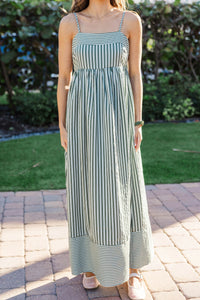 Polished And Pretty Green Striped Maxi Dress