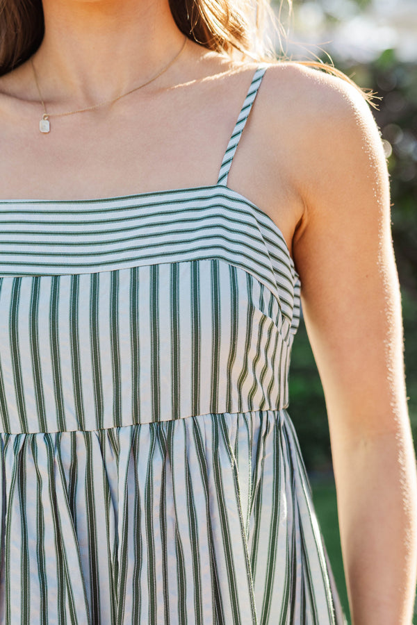 Polished And Pretty Green Striped Maxi Dress