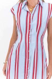 Feels Feminine Blue Striped Midi Dress