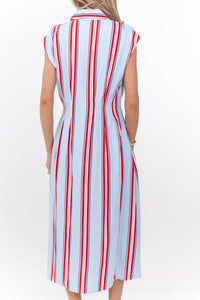 Feels Feminine Blue Striped Midi Dress