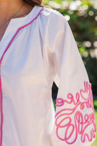 Carefree Charm Pink Embroidered Blouse