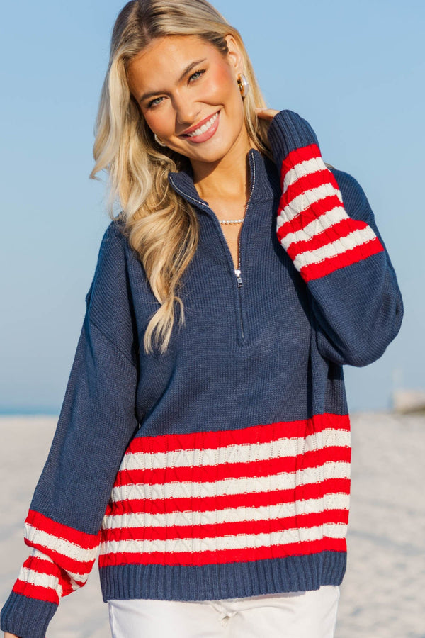 Blue Skies Navy Striped Sweater