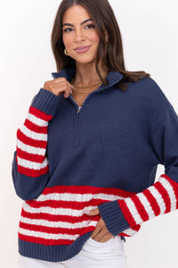 Blue Skies Navy Striped Sweater